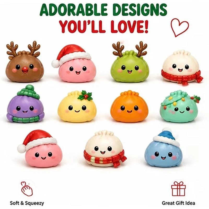 24 Days Dumpling Squishy Christmas Advent Calendar 2026 - Cute Mystery Dumpling Toys Blind Box Stress Relief Fidget Stocking Stuffers