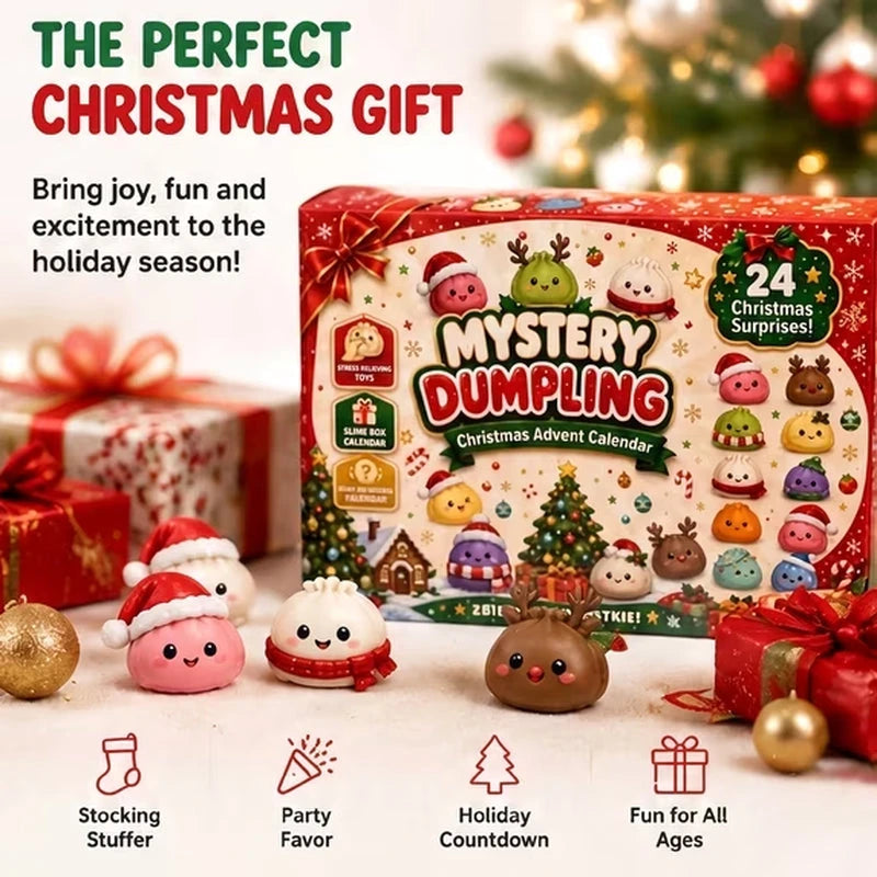 24 Days Dumpling Squishy Christmas Advent Calendar 2026 - Cute Mystery Dumpling Toys Blind Box Stress Relief Fidget Stocking Stuffers