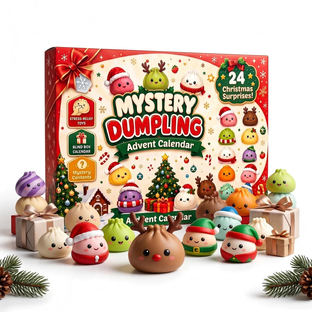24 Days Dumpling Squishy Christmas Advent Calendar 2026 - Cute Mystery Dumpling Toys Blind Box Stress Relief Fidget Stocking Stuffers